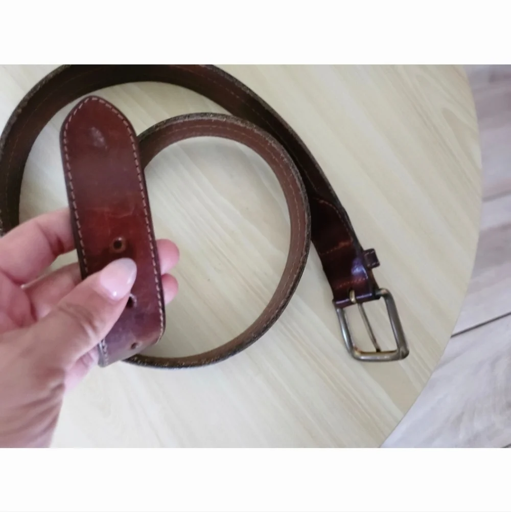 Nautica Men's Leather Belt With Logo Ribbon Made in Turkey Size 38.